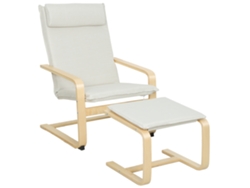 Sillón, Reposapiés, Lectura, Respaldo Alto, Lino, 78x67x92cm, Crema