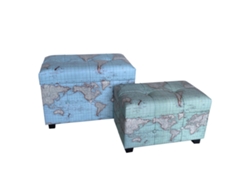 Baúl Azul de MDF y PVC 43*37*60cm Set de 2 Unidades Set 2 baules mundo