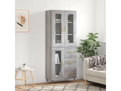 Aparador Alto | Mueble De Comedor | Buffet Alto Madera Contrachapada Gris Sonoma 69,5x34x180 Cm Wsd24570