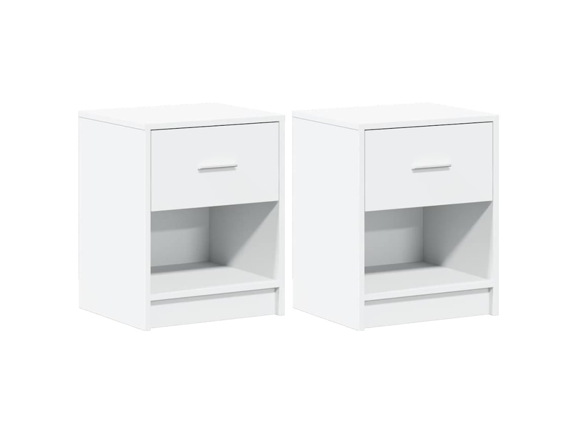 Maison Exclusive - Mesitas De Noche (2 Unidades) Con Cajón, Color Blanco, 40x34x50 Cm