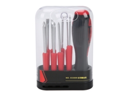 Kit De Destornilladores Multifuncionales 8 En 1 Para Reparaciones Con Mango Negro Y Rojo.