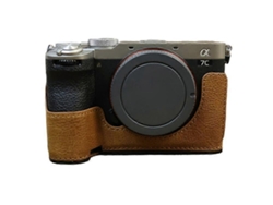 Estuche inferior de piel sintética retro compatible con cámara Sony A7c II/A7cr con ranura para batería Facpoet