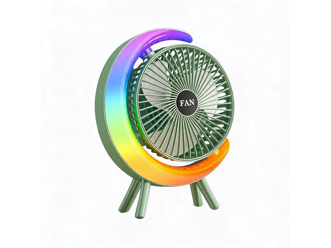 Ventilador De Escritorio Portátil Recargable Por Usb Henten Home Con 3 Velocidades Ajustables Y Luz Verde