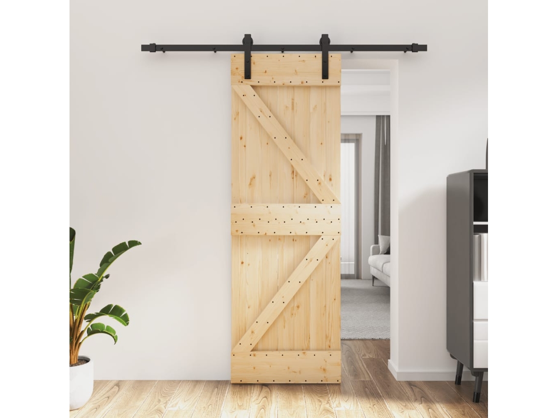 Puerta corredera con herrajes 70x210 cm madera maciza de pino LOVELY HOME