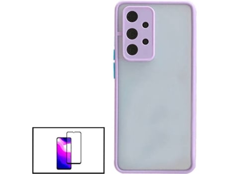 Kit Funda Antichoque y Película 5D Full Cover y Soporte Magnético de Coche L Safe Driving Samsung Galaxy A32 5G PHONECARE Lila
