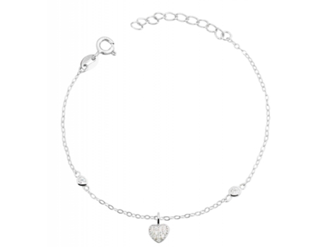 Pulsera Corazón en Plata de Ley 925 Berta con Circonias y Bañada en Rodio