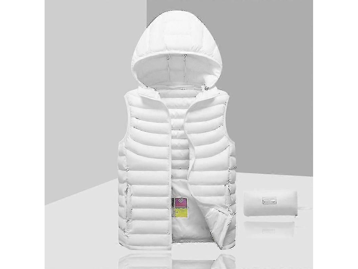 Chaqueta Sin Mangas Para Hombre Con Capucha Desmontable Color Sólido Negro Verde Militar Azul Gris Blanco Kaki Naranja Verde Púrpura Otoño 2023 S Blanco