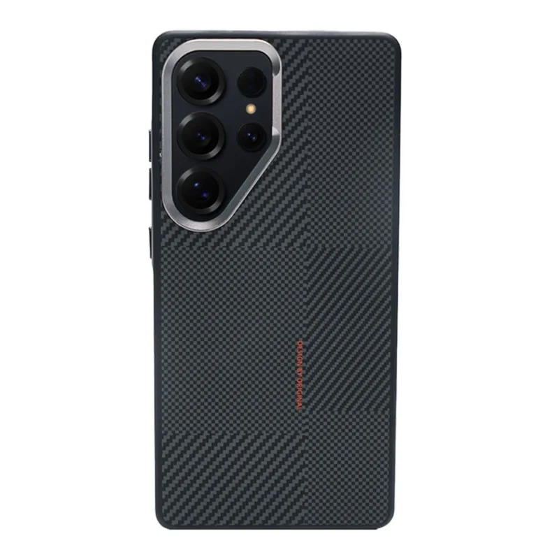 (gris, Galaxy S26 Ultra) Funda Protectora Magnética Con Textura De Fibra De Carbono Y Cubierta De Lente De Aleación Mate A Prueba De Golpes.