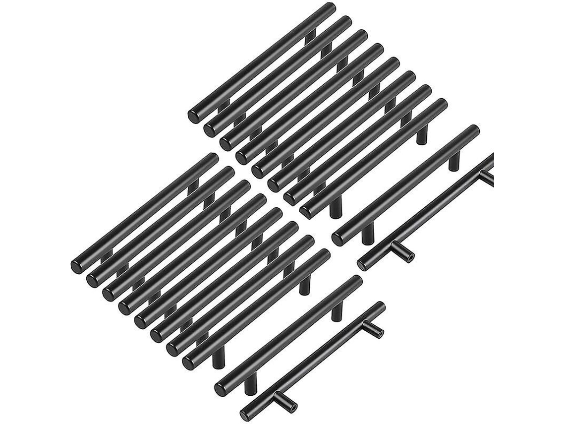 20 Manejos De Armario Negro Acero Sólido Manejos De Cocina Cajones T Handle Distancia Central 128mm