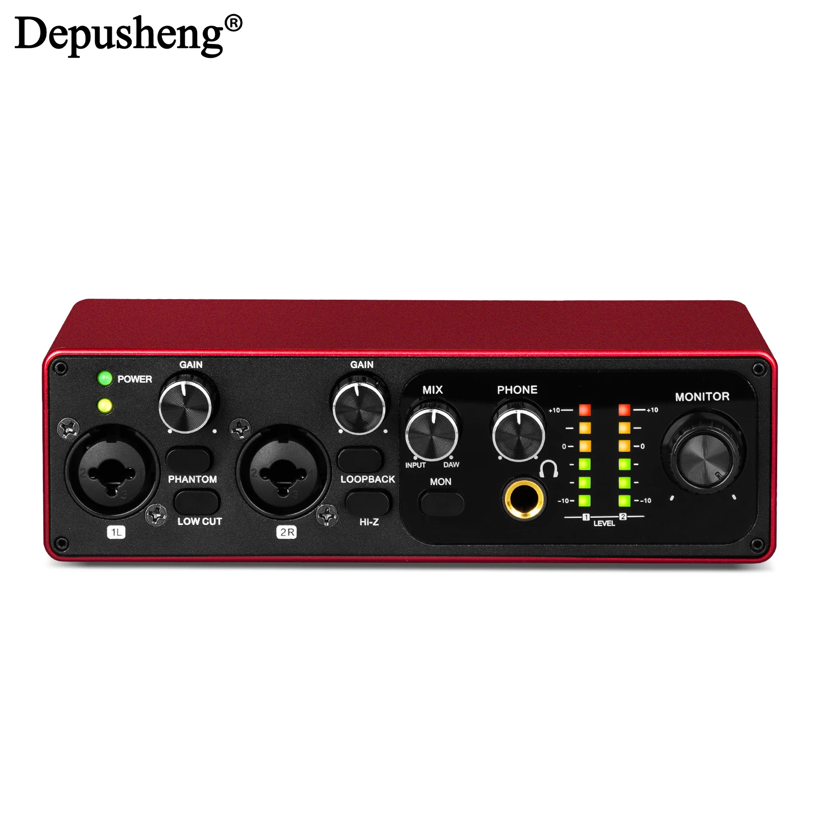 Tarjeta de sonido USB profesional MK22P, interfaz de audio con alimentación fantasma de 48 V, ideal para podcasts y transmisión en vivo.