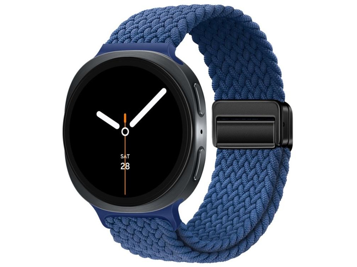 Bracelete Para Samsung Galaxy Watch 8/8 Classic - Nylon Trançado Com Fivela Magnética Clássica - Azul Marinho Frio