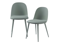 Conjunto de 2 cadeiras de jantar Kangasala estofadas em couro sintético, plástico e metal 81 x 45 x 52 cm - Verde Cinza [EN.CASA]