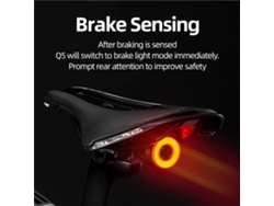 Canote Selim rockbros Q5 Lanterna Traseira Inteligente Sensor Frenagem Automática Vibração Ativação Ipx6 Usb Ciclismo Noturno
