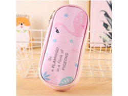 Estuche Creativo Rosa Con Forma De Flamenco Y Cremallera Grande, Fabricado En Piel Sintética, Ideal Para La Escuela Y Otros Útiles Escolares.