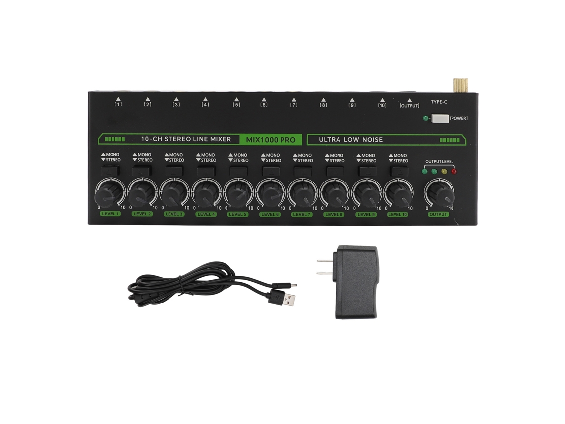 Mezclador De Sonido Estéreo Profesional De 10 Canales Rgb Con Entradas Individuales Y Control De Volumen.