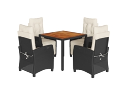 Conjunto 5 de muebles jardín VIDAXL con cojines ratán sintético negro