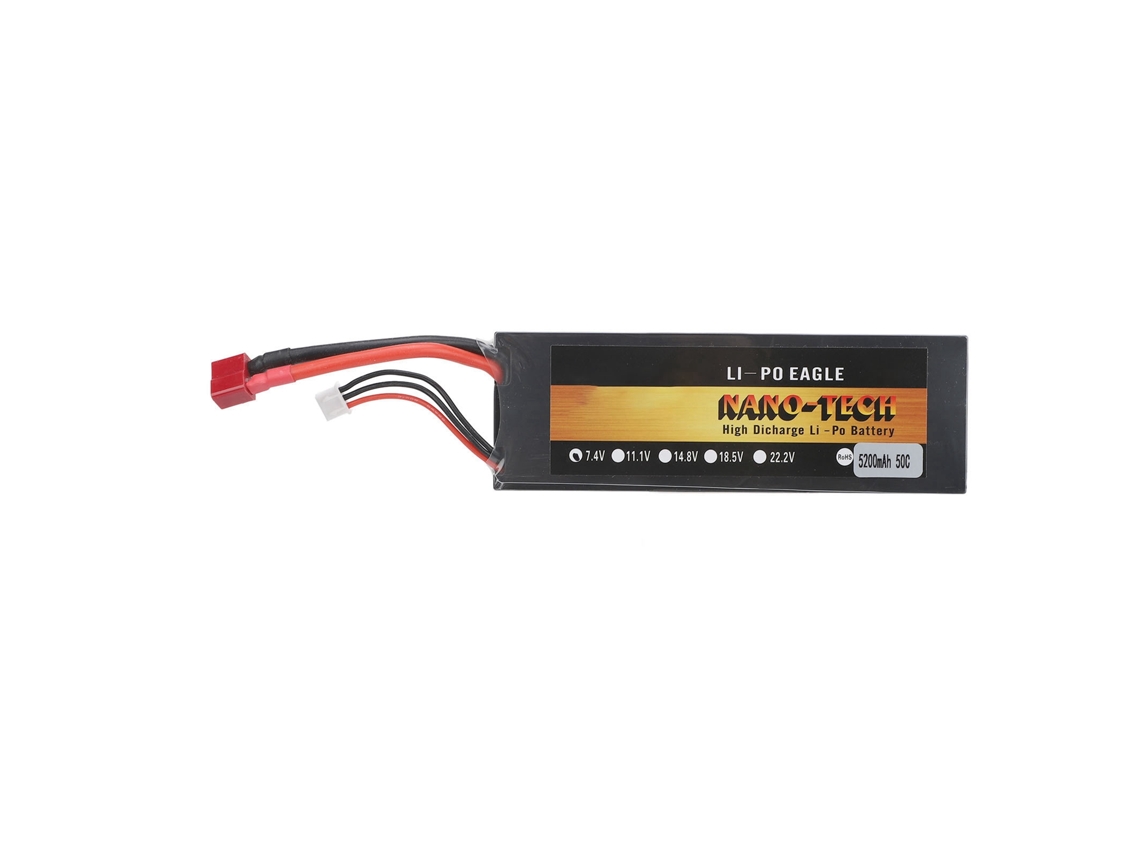 Batería Lipo De 7,4 V Y 5200 Mah, 2s Y 50c, Con Carcasa Rígida Y Conector T Para Coches Y Camiones Rc A Escala 1/8 Y 1/10.