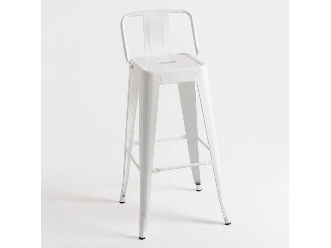 DUDECOR Taburete Leeds Con Respaldo Blanco