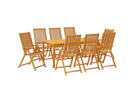Conjunto 9 de comedor de jardín VIDAXL madera maciza de acacia