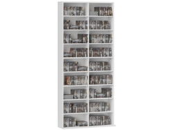 Estantería para CD con 14 baldas ajustables, capacidad para 640 CD/360 DVD, 78,5 x 24 x 175 cm, color blanco.