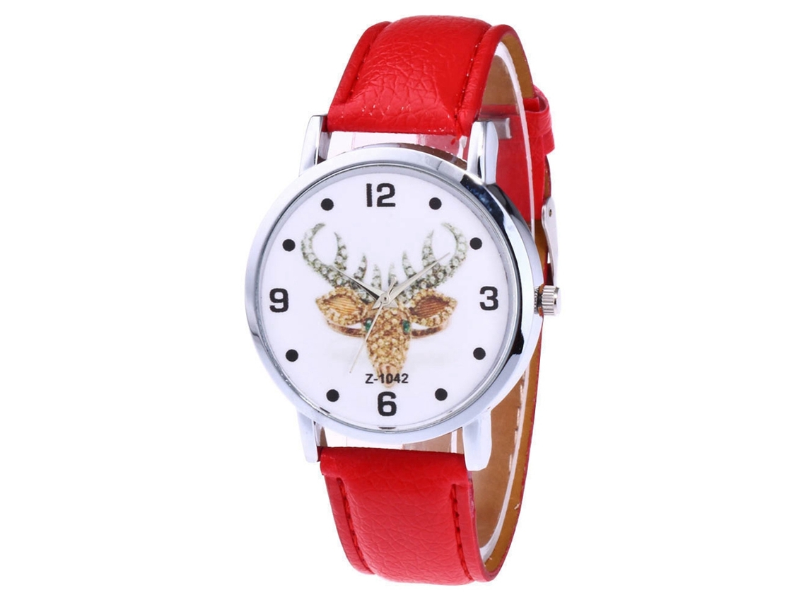 Reloj De Pareja Zhoulianfa, Diseño De Cabeza De Ciervo, Correa De Piel Sintética, Cuarzo Rojo.