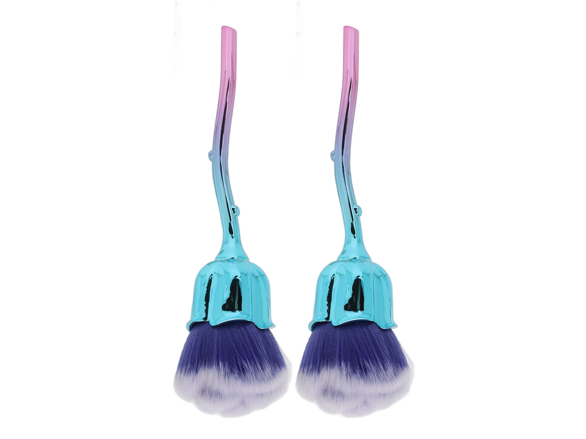 2pcs Pincel De Limpeza De Poeira Para Unhas Com Cabo Em Forma De Rosa Para Maquiagem E Blush