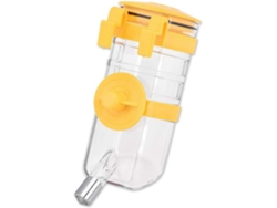 Botella de agua para conejos y perros, 350 ml, dispensador colgante para jaula, antigoteo, amarilla.