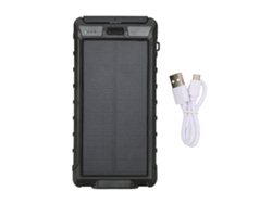 Carregador Solar Portátil Para Telefone 20000mah Power Bank Com Bússola E Lanterna Led Preto
