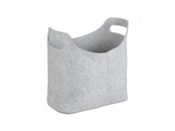 Relaxdays Cesta Para Leña De Fieltro, 39,5 X 40 X 23 Cm, 2 Asas, Plegable, Soporte Para Periódicos, Gris