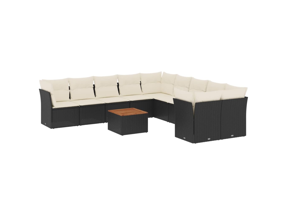 Maison Exclusive - Set De Sofás De Jardín 11 Pzas Y Cojines Ratán Sintético Negro