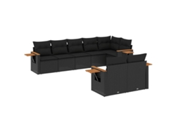 Maison Exclusive - Set De Sofás De Jardín 8 Piezas Y Cojines Ratán Sintético Negro
