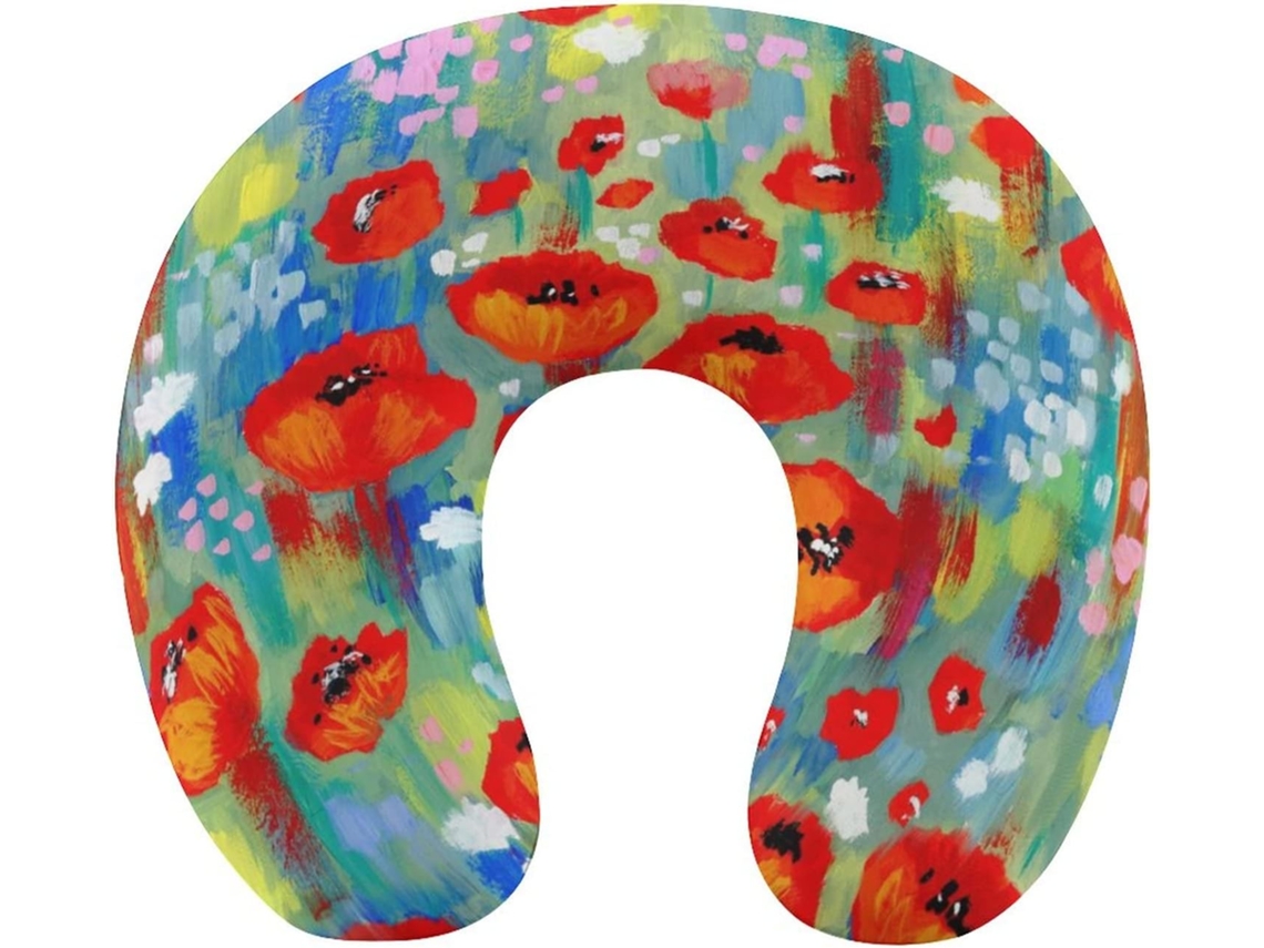 Almohada Amapolas Coloridas Sobre Espuma Viscoelástica Viscoelástica Fácil Relajación Cómodos