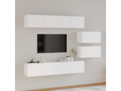Pack Muebles de Armario Tv 6 Pzs Madera Procesada Blanco