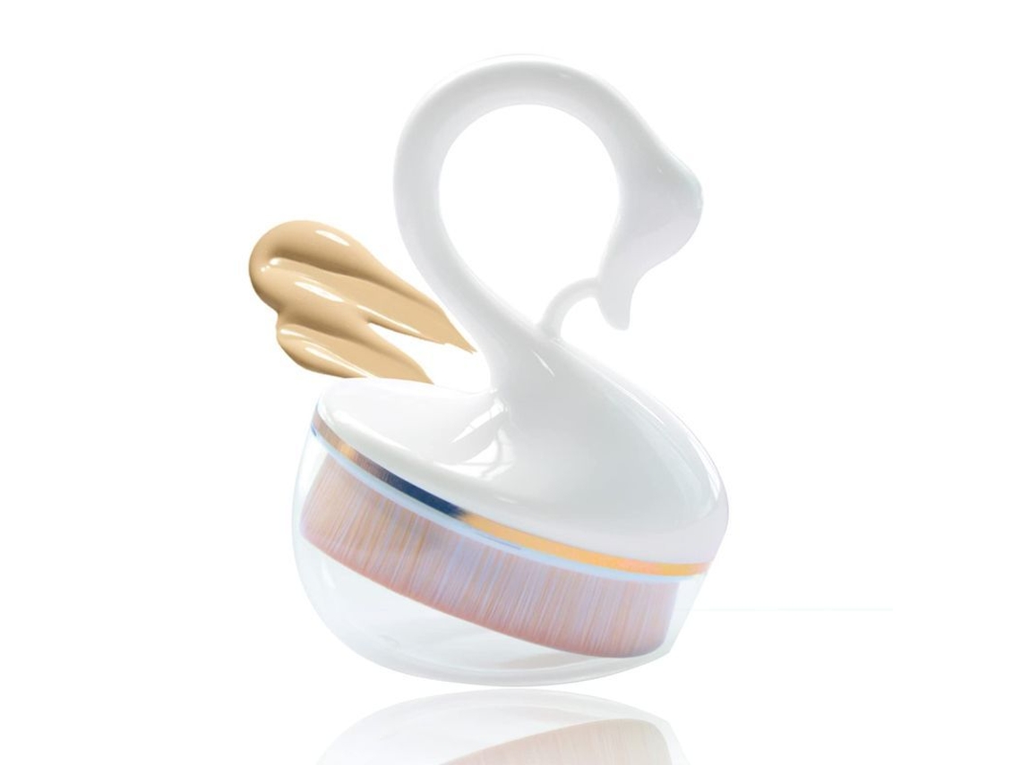 Brocha Plana Swan Para Base De Maquillaje En Crema, Líquido O En Polvo (blanca)