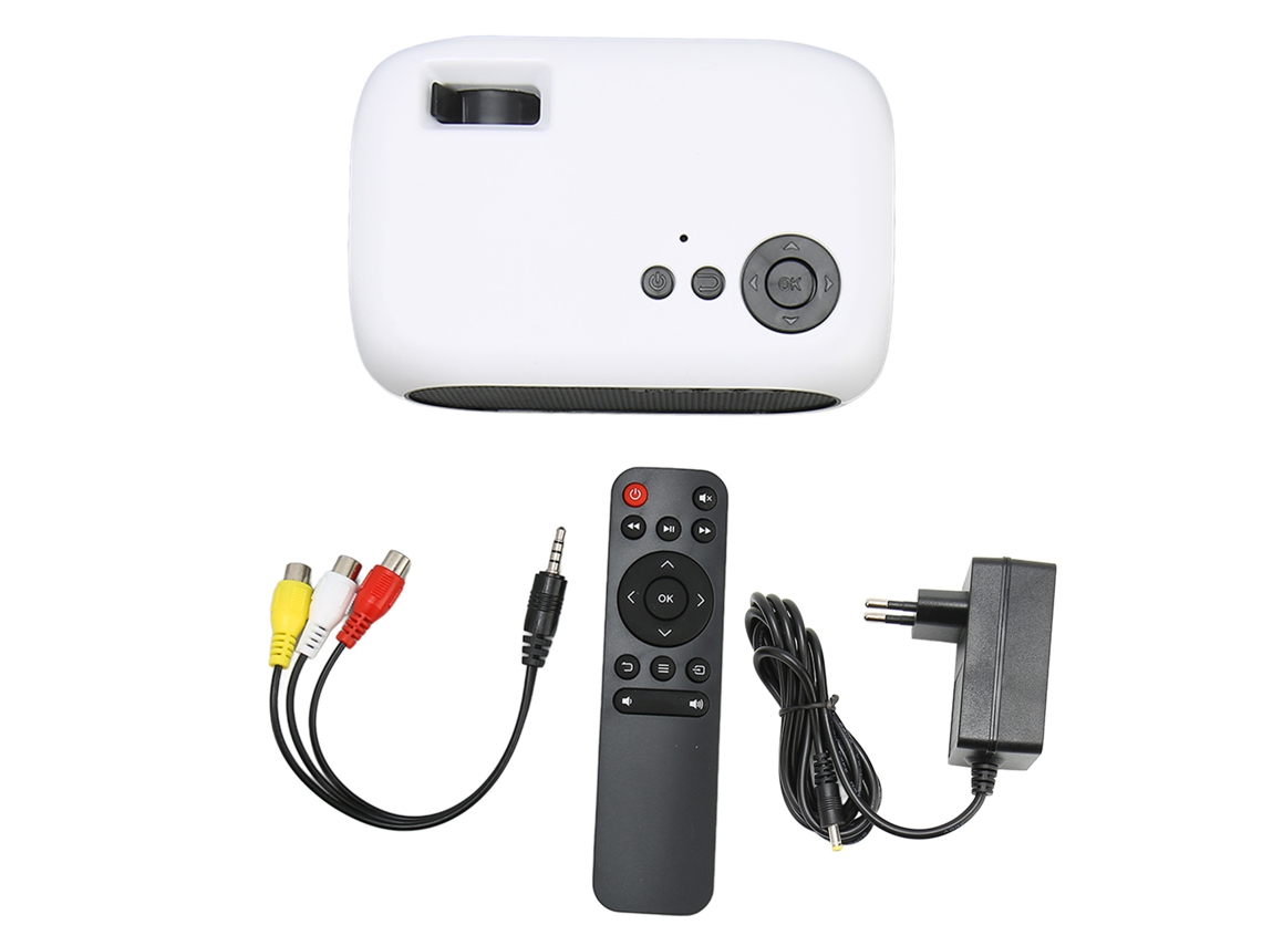 Miniproyector Portátil M24 Con Sonido Envolvente De 360 Grados, Vídeo Para Cine En Casa, 100-240 V, Blanco, Enchufe Europeo.