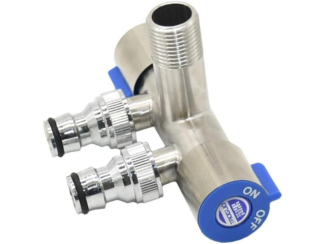Adaptador de conexión para jardín con rosca de 1/2" a 1/2", divisor de agua de 2 vías para grifo de riego de jardín.