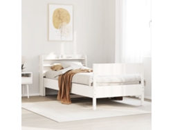 Estructura De Cama Sin Colchón Madera Maciza Blanca 90x190 Cm