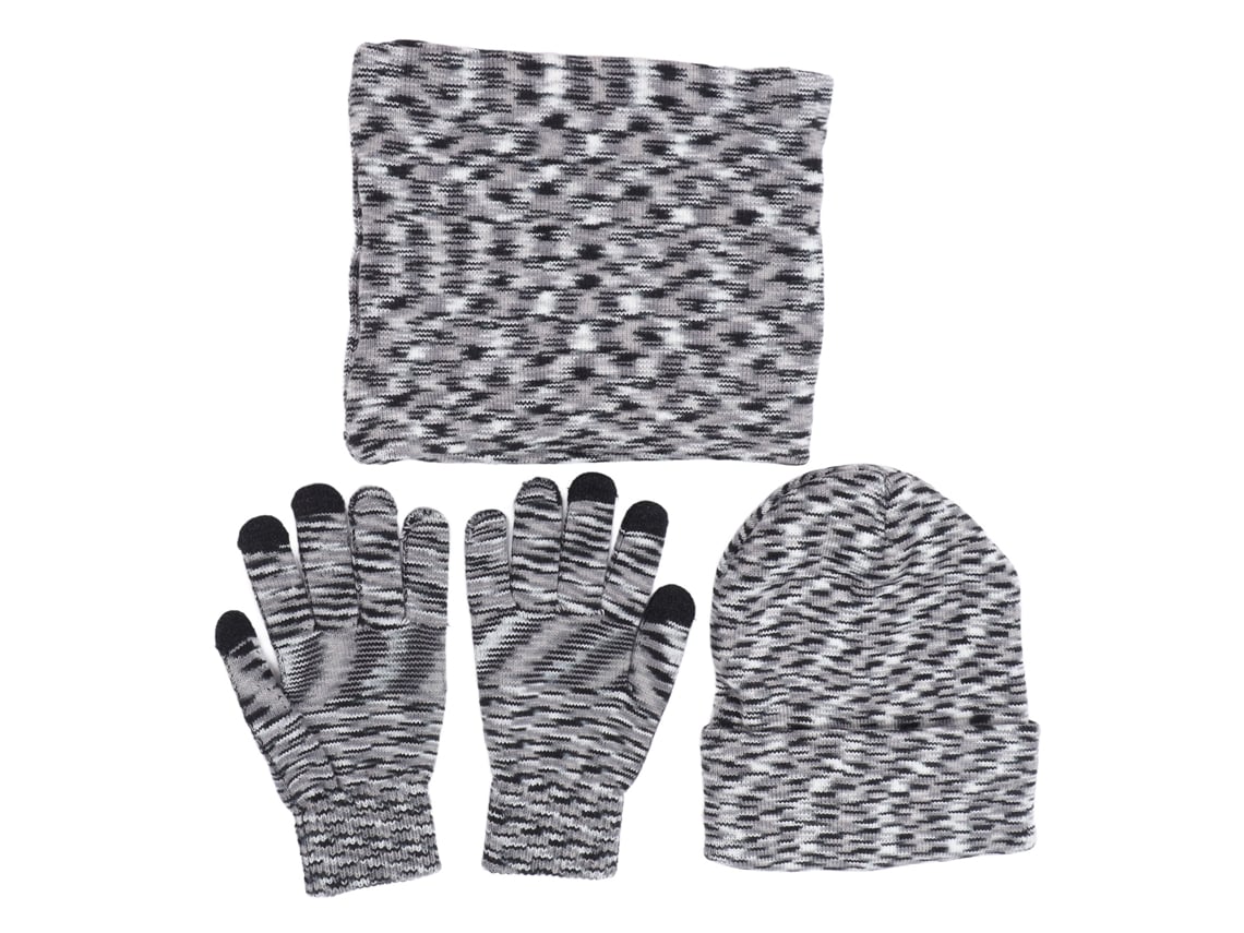 Conjunto De Chapéu Cachecol E Luvas De Inverno Tecido De Algodão Estilo Clássico Flor Cinza Para Homens E Mulheres