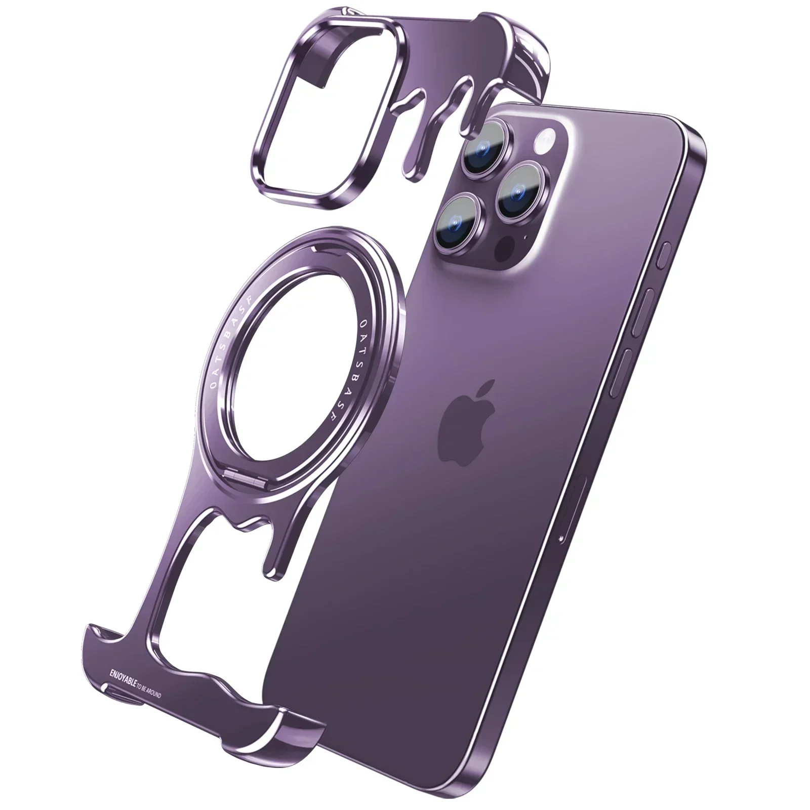 (iphone 14 Morado) Funda Metálica Para Teléfono Con Soporte Magsafe, Fijación Magnética Giratoria De 360°