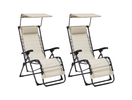 MAISON EXCLUSIVE - Sillas plegables 2 unidades textilene crema