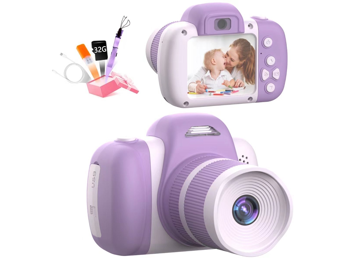 Cámara digital Chrui con pantalla LCD de 2.0 pulgadas, 20 MP, 1080p HD y tarjeta de memoria de 32 GB (morada)