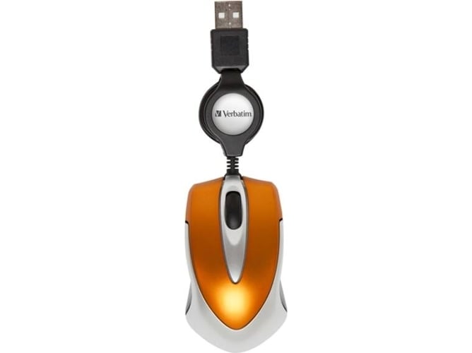 Ratón VERBATIM Go Mini Travel (Cable USB - Regular - 1000 dpi - Naranja)