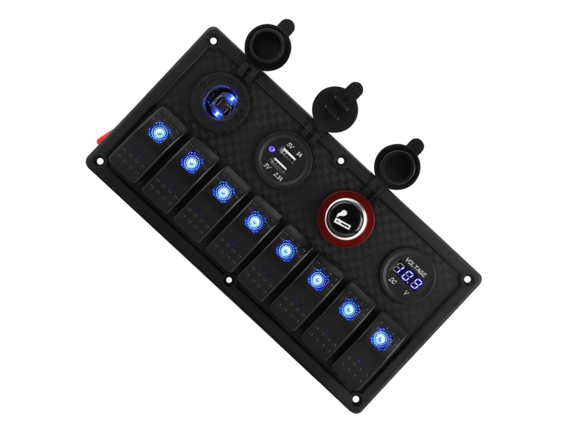 Panel De Botones Con Voltímetro, Puerto Usb Doble Para Camping, Panel De Enchufe De Seguridad