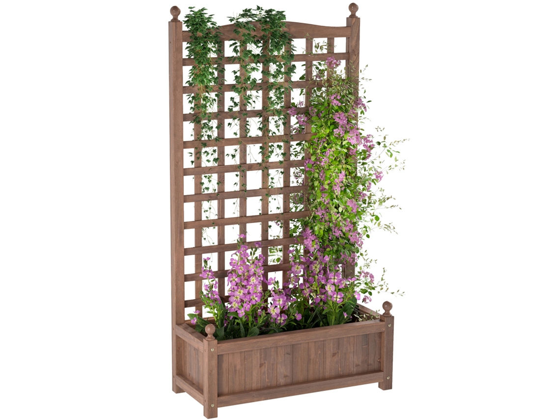 VPMKP - Jardinera Outsunny con enrejado y patas, 64x28x120 cm, madera de abeto tratada | S/MARCA