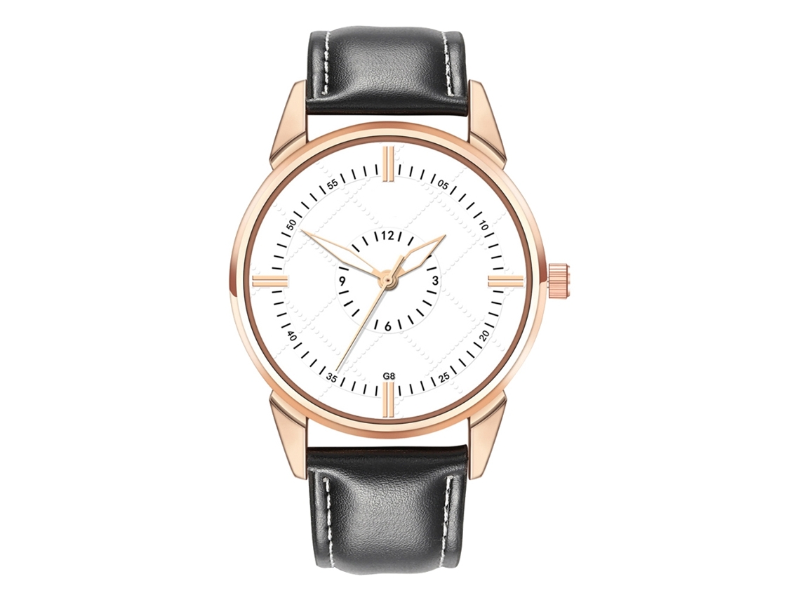 Reloj Analógico Para Hombre Con Correa De Piel Sintética, Diseño De Cuarzo, Elegante En Blanco Y Negro.