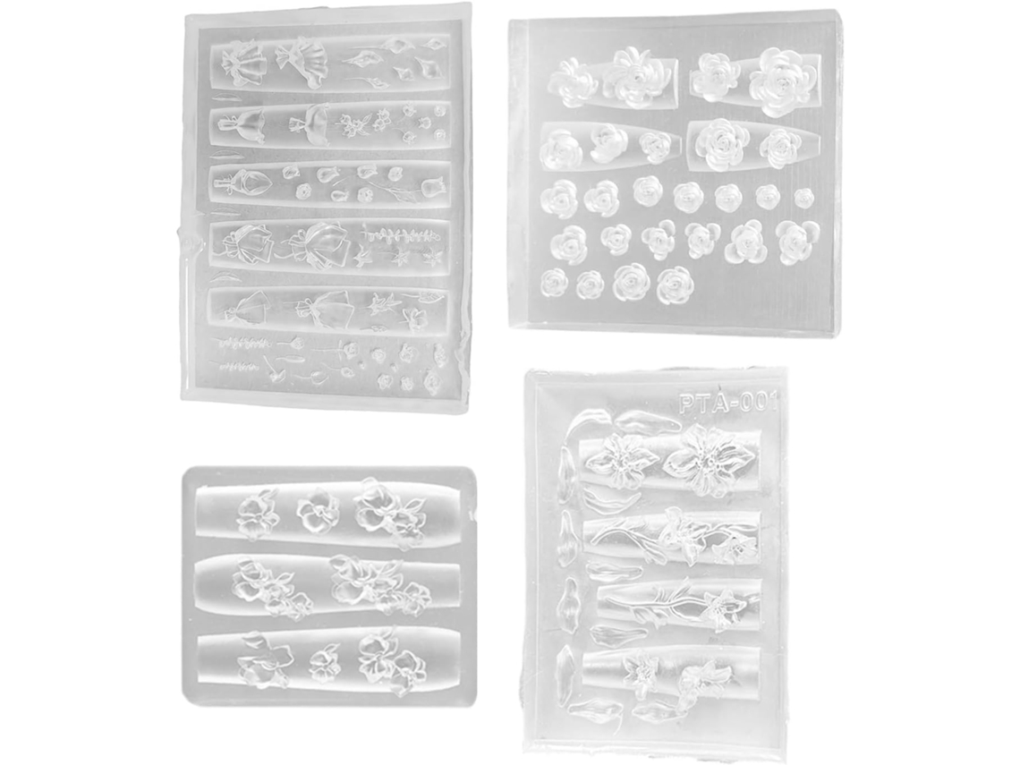 Modelos De Escultura 3d Multiusos Con Diseños De Mariposas Y Rosas Para Uñas Acrílicas.