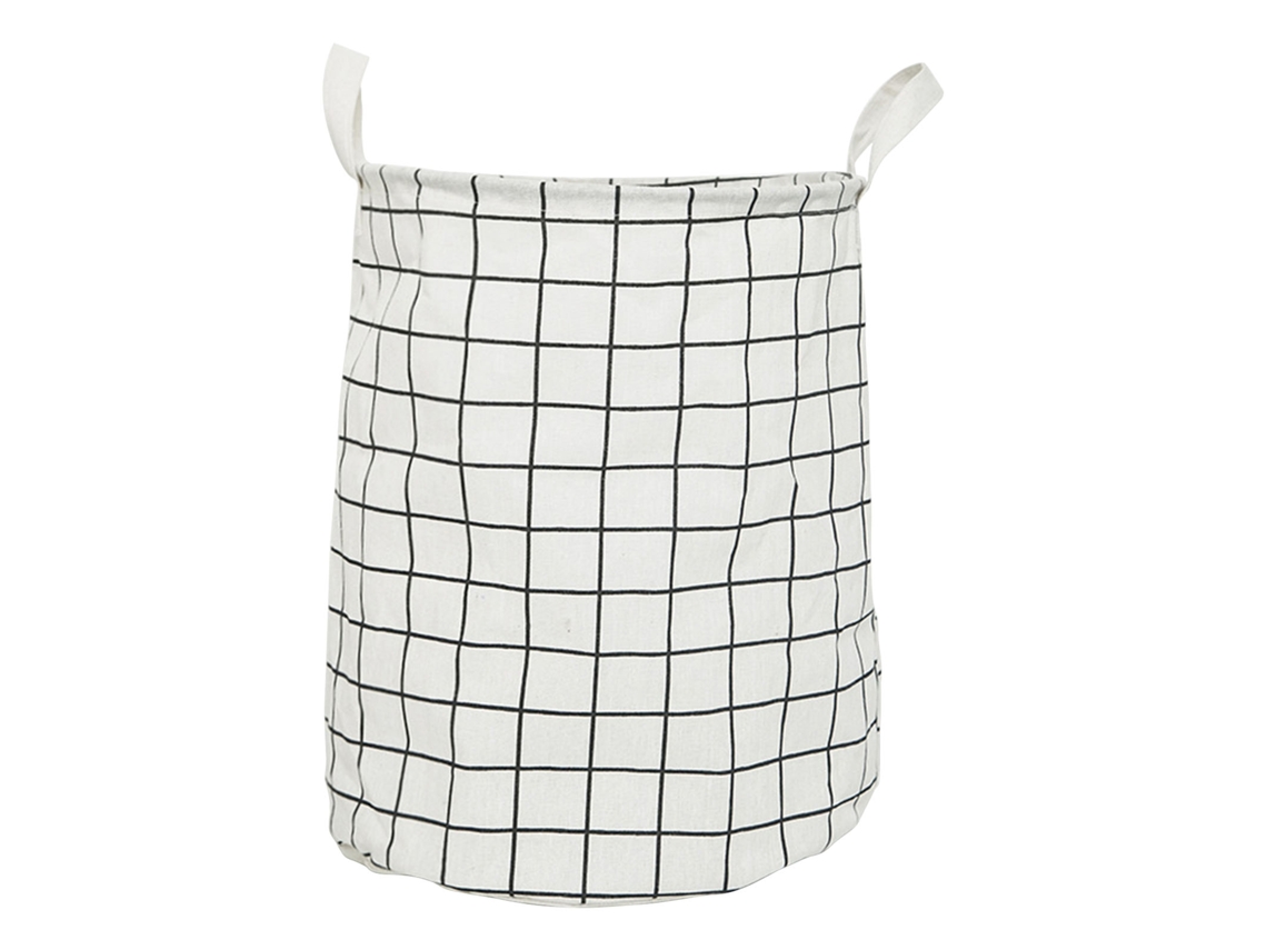 Cesto De Ropa Plegable De Algodón Y Lino Con Asas Reforzadas Para Almacenamiento - Blanco