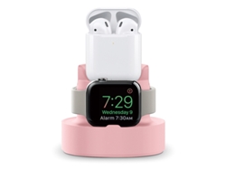 Estación De Carga Multifuncional De Silicona Para Teléfonos Ios, Auriculares Y Relojes - Rosa