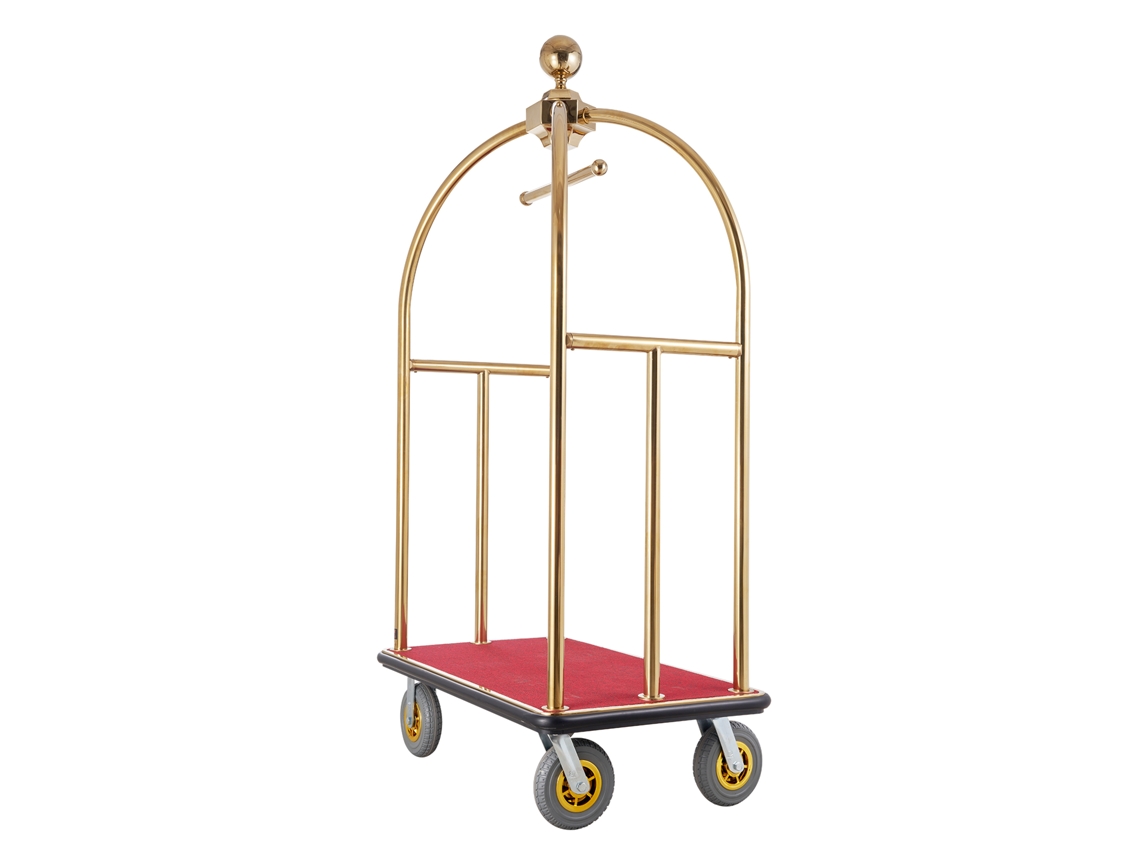 Carrito de equipaje de hotel Succebuy con diseño curvo, capacidad de 680 kg, dorado
