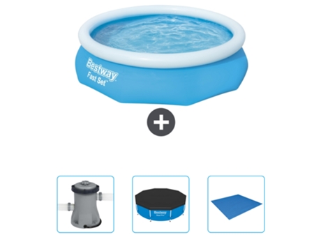 Piscina Hinchable Redonda Fast Set BESTWAY - 305 x 76 cm - Azul - Incluida Bomba - Cubrir - Suelo